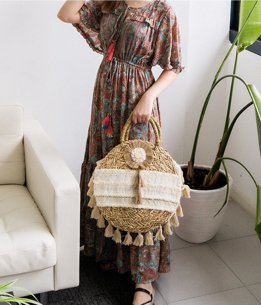 ROUND STRAW BAG F19773