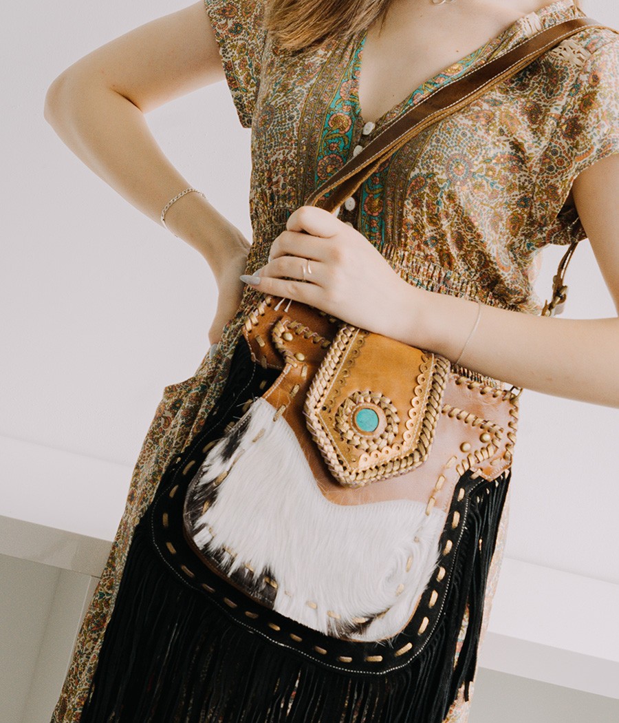 FUR LEATHER FRINGE BAG FL-03